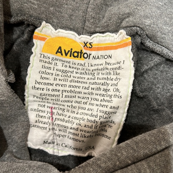 Aviator Nation grey hoodie with neon bolt - Picture 3 of 3